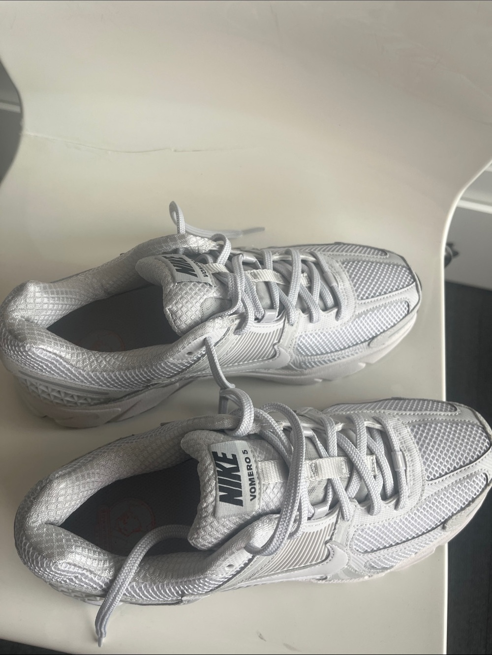 Nike Light Gray and White Vomero 5 Athletic Sneakers - Picture 4 of 6